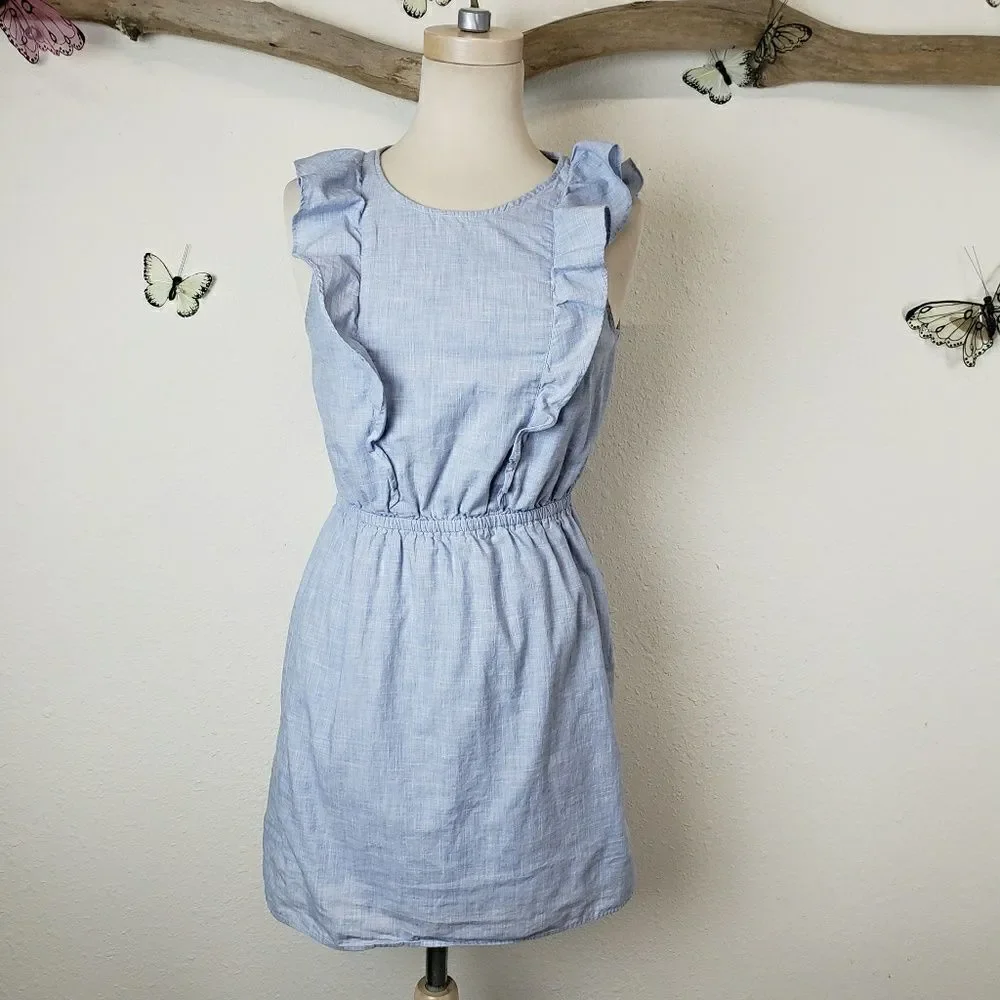 Madewell bellflower ruffle dress craft blue size 0 - Picture 4 of 8